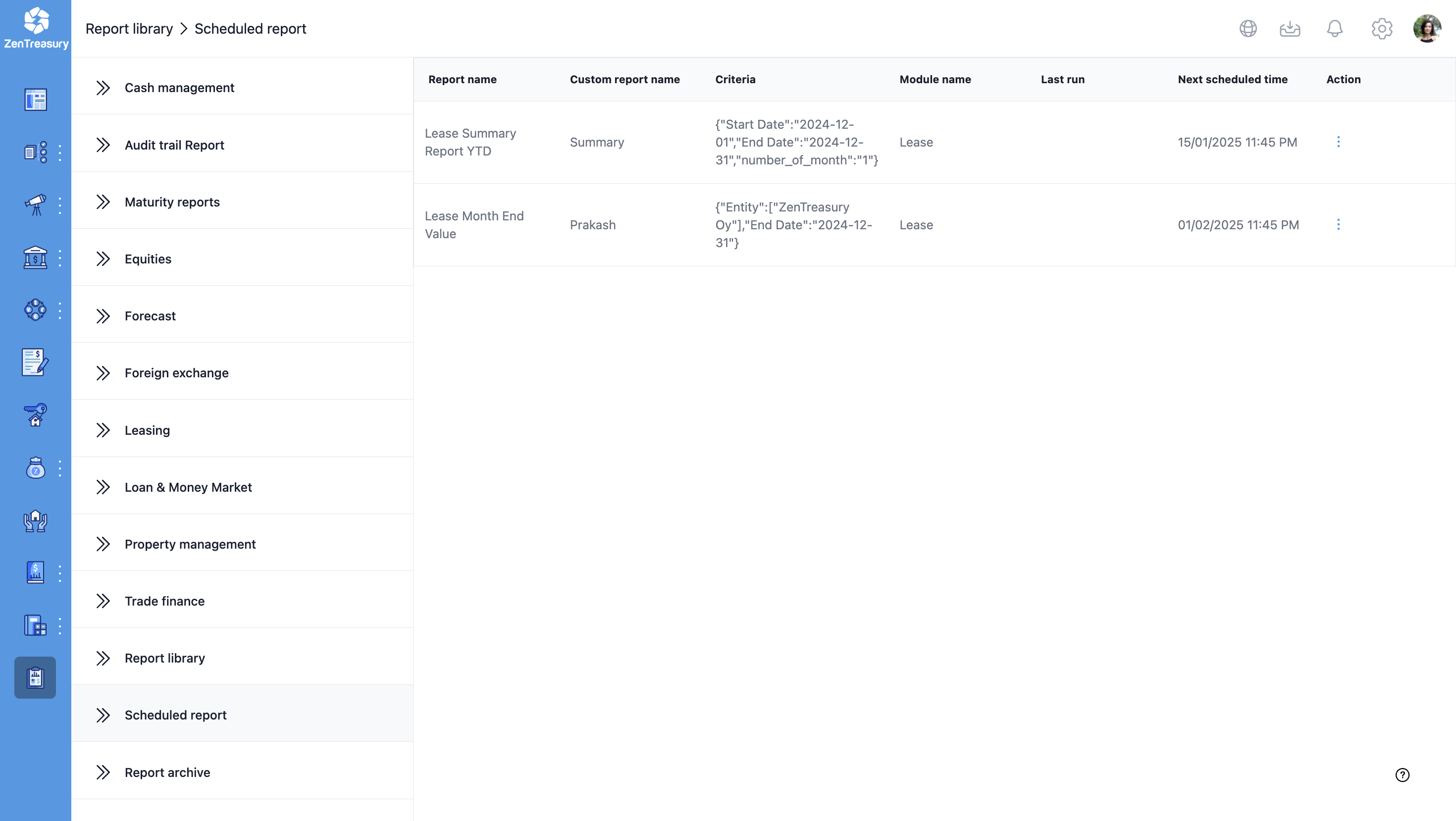 Navigate to the Scheduled Report section in the Report Library to set up your automated reports